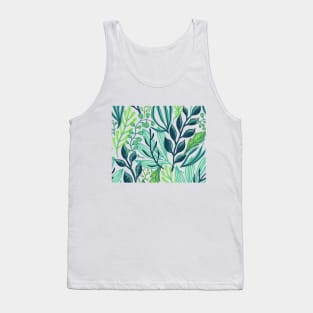 Green sea plant foliage floral pattern background Tank Top